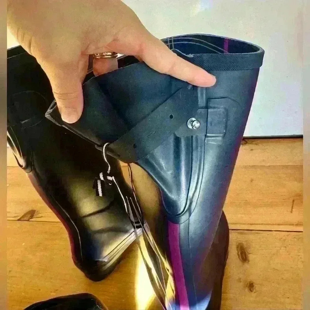 Joules welly women’s tall rain boots NWT dark purple US size 6 - Picture 11 of 12